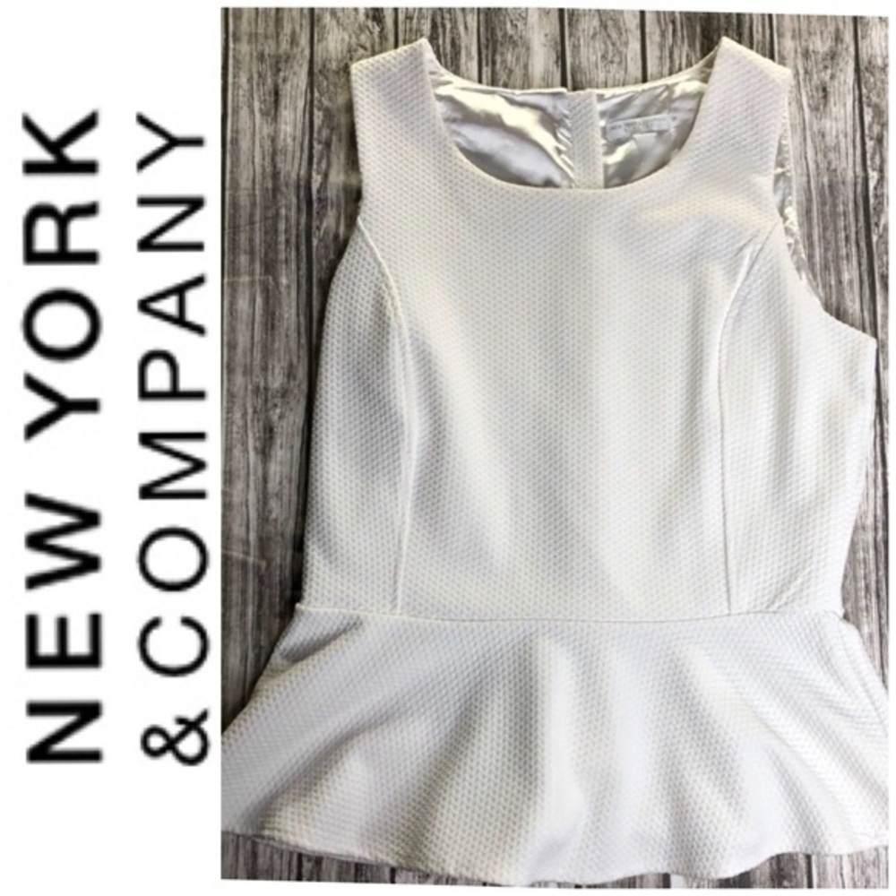 New York & Company Women's White Peplum Bl…